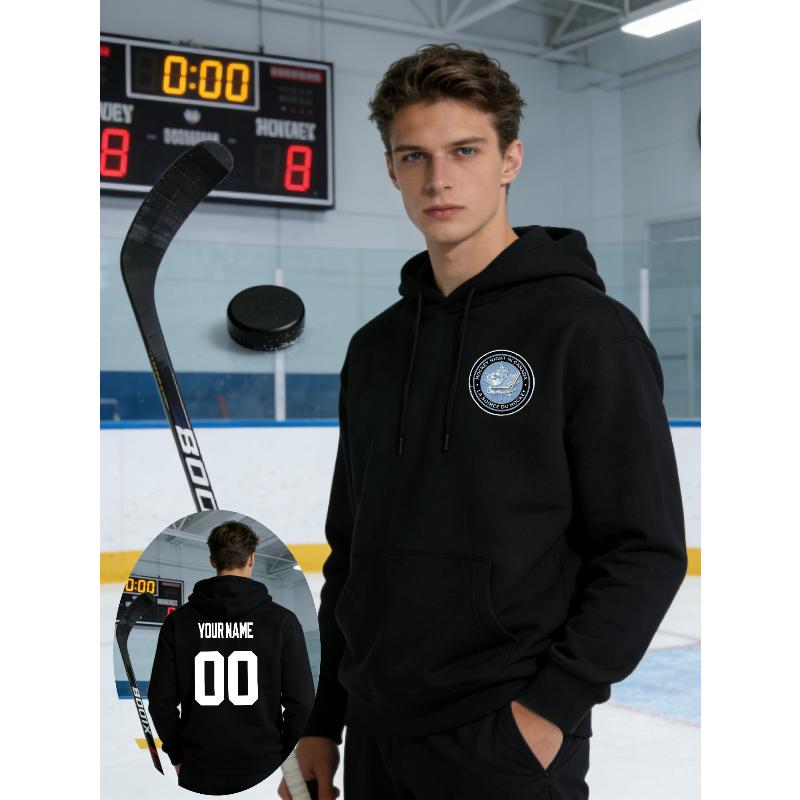 

Polyester Hooded Men s Hockey Print Sweatshirt Soft Touch Comfortable All Day Wear Casual Top XXL чорний