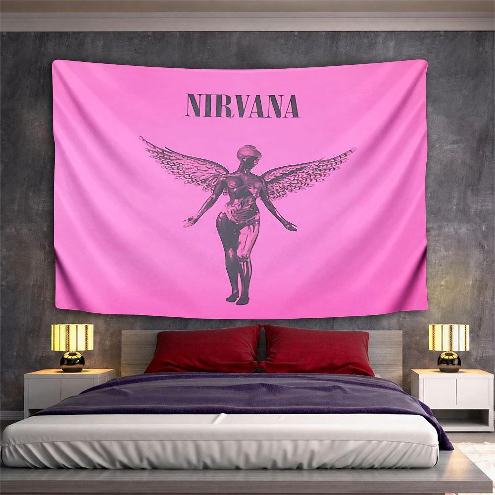 Nirvana Angel Wings Tapestry Wall Hanging Retro Grunge Decor for Bedroom Living Room Dorm Room Fan Gift