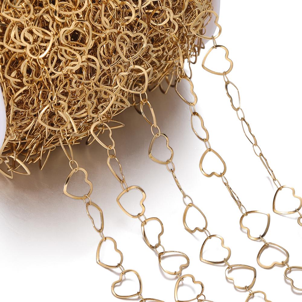 1Meter Stainless Steel Never Fade Hollow Heart Chains Link Handmade DIY Necklace Bracelet Anklets Jewelry Making Supplies