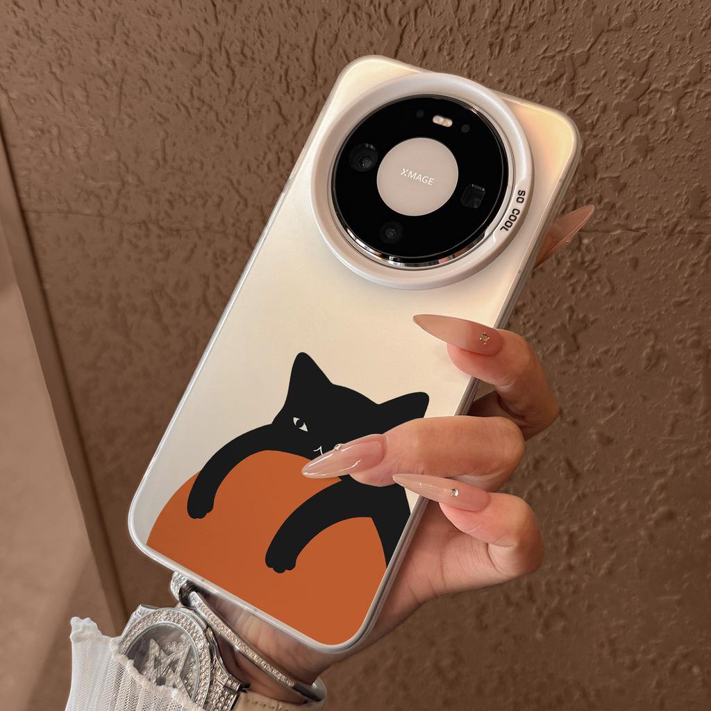 Orange black cat is suitable for Huawei mate80 mobile phone case mate80promax new mate70 all-inclusive anti-defense