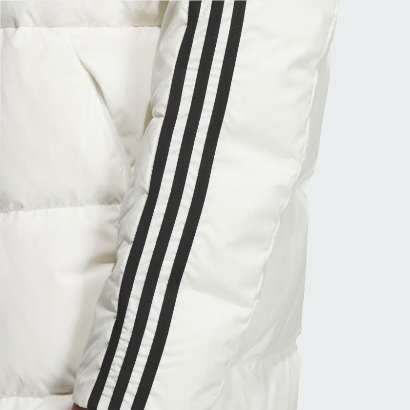 Adidas Sports Lifestyle Series Warm Ultra-Light Wear-Resistant Windproof Logo Stripe Zipper Long Duck Down Jacket Unisex Outerwear White JG5957