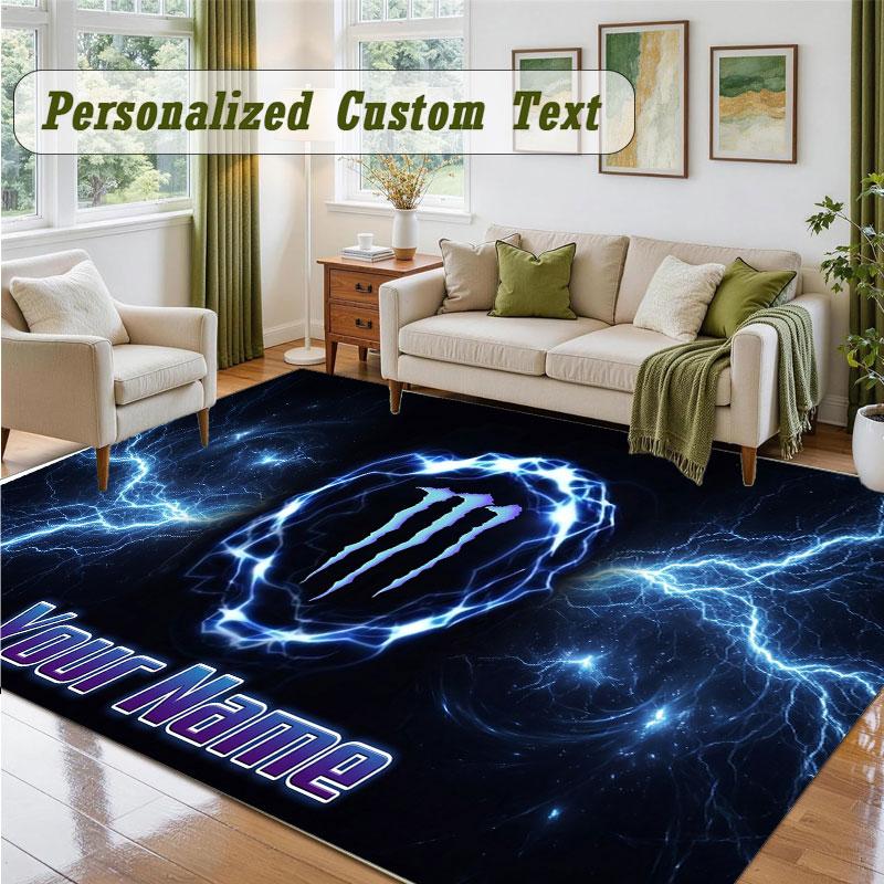 Crystal Velvet Square Rug Custom NameMonster Energy Pattern Non Slip Home Floor Decor Rug