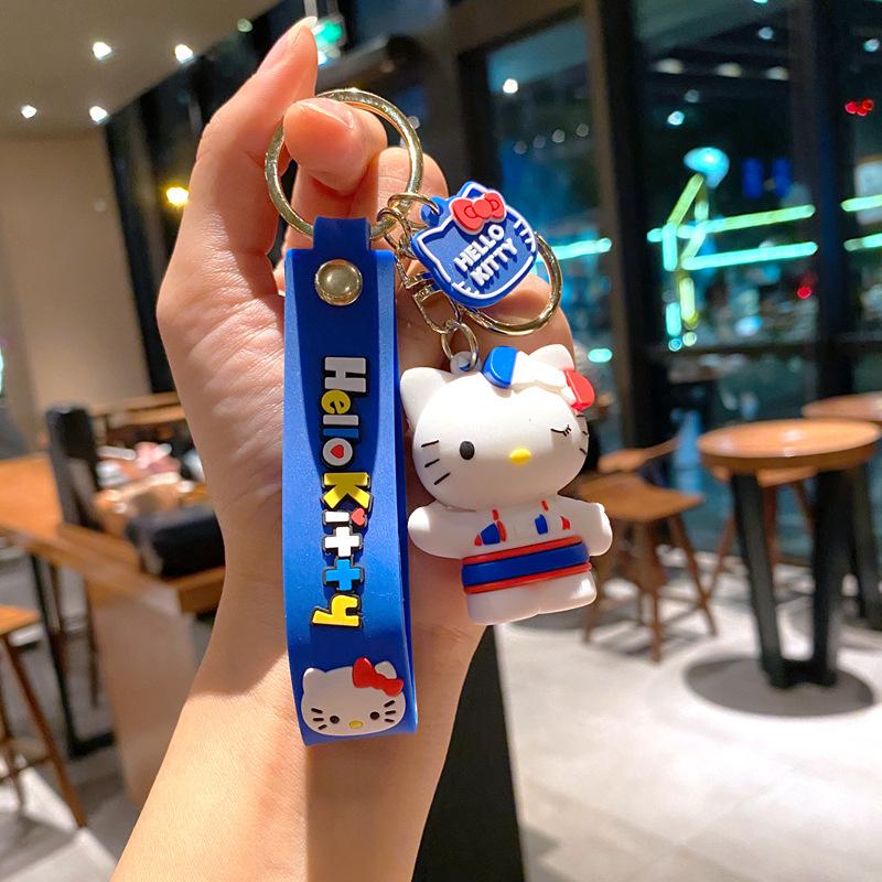 Creative Cartoon Teacup Kt Cat Keychain Hello Kitty Cute Pendant Schoolbag Pendant Girl Student Pendant