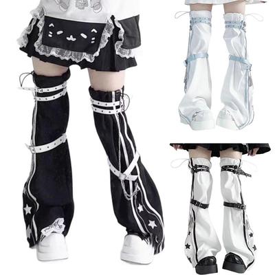 Y2k Gothic Leg Garters Adjustable Leather Buckle Long Socks Creative Leg Warmer
