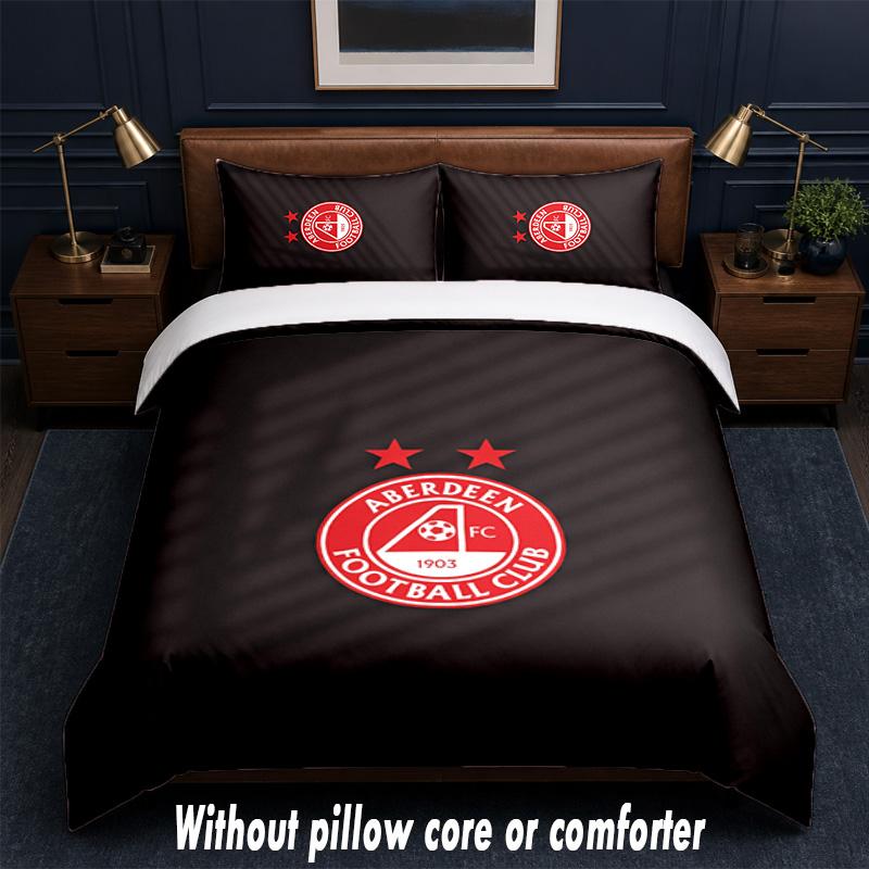 Aberdeen FC Design Bed Bedding Set 1 Duvet Cover + 2 Pillowcases Soft Breathable Household Bed Linens