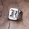 Vnox Retro-Initialen-Siegelring für Männer, 18 mm, sperrig, schwerer Stempel, männliches Band, Edelstahl, Buchstaben, individueller Schmuck, Geschenk für Ihn