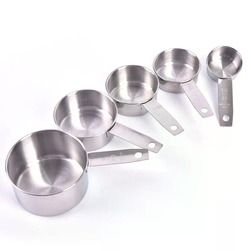 5Pcs Measuring Cups 30ml 60ml 80ml 125ml 250ml Stainless Steel Measuring Spoon Cup Tableware Kitchen Baking Tools
