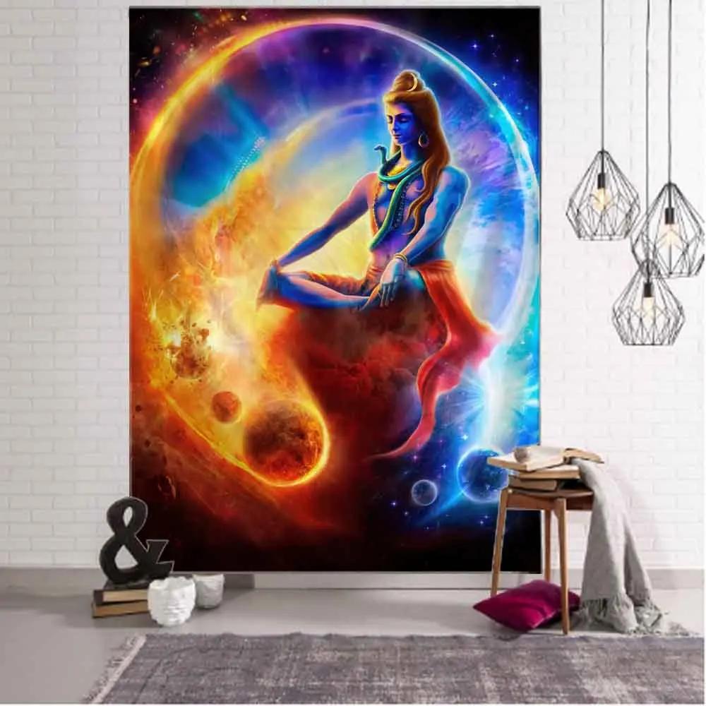 Retro Mandala Tapestry Elephant Head Buddha Psychedelic Flower Plant Wall Hanging Bohemian Aesthetics Home Wall Decoration