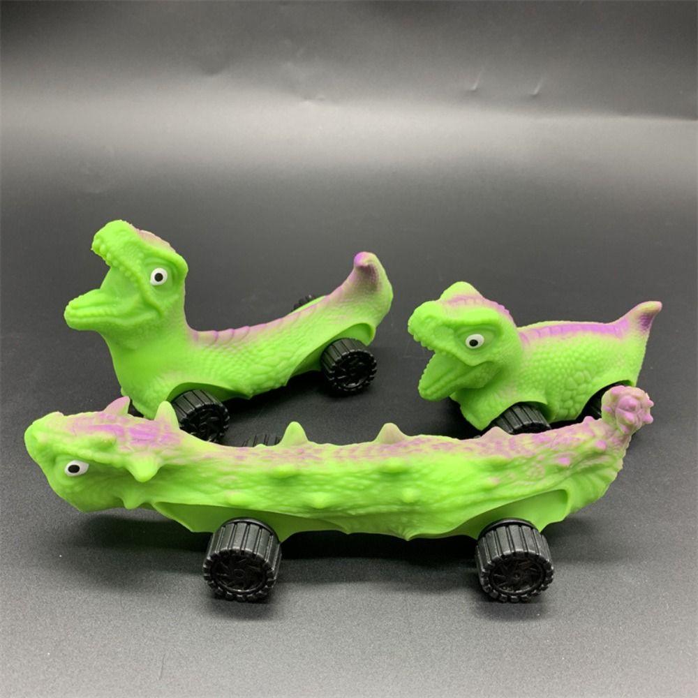 With Wheel Cartoon Fidget Toy Stretchable Car Cute Pinch Toy Dinosaur Squeeze Toy Kids Tricky Doll
