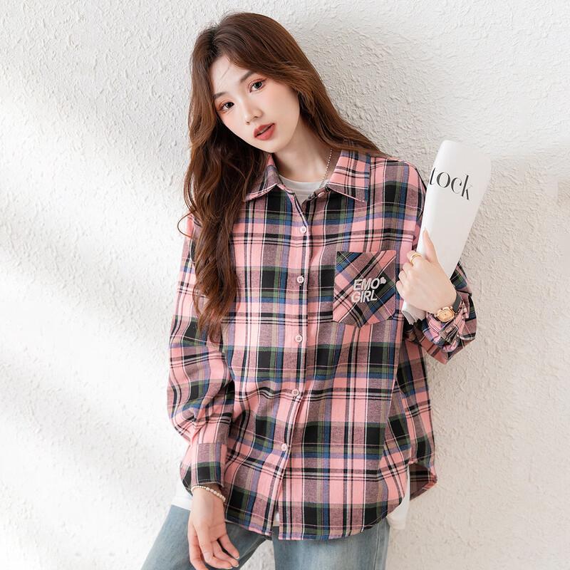 TonLion Women's Autumn Casual Plaid Shirt