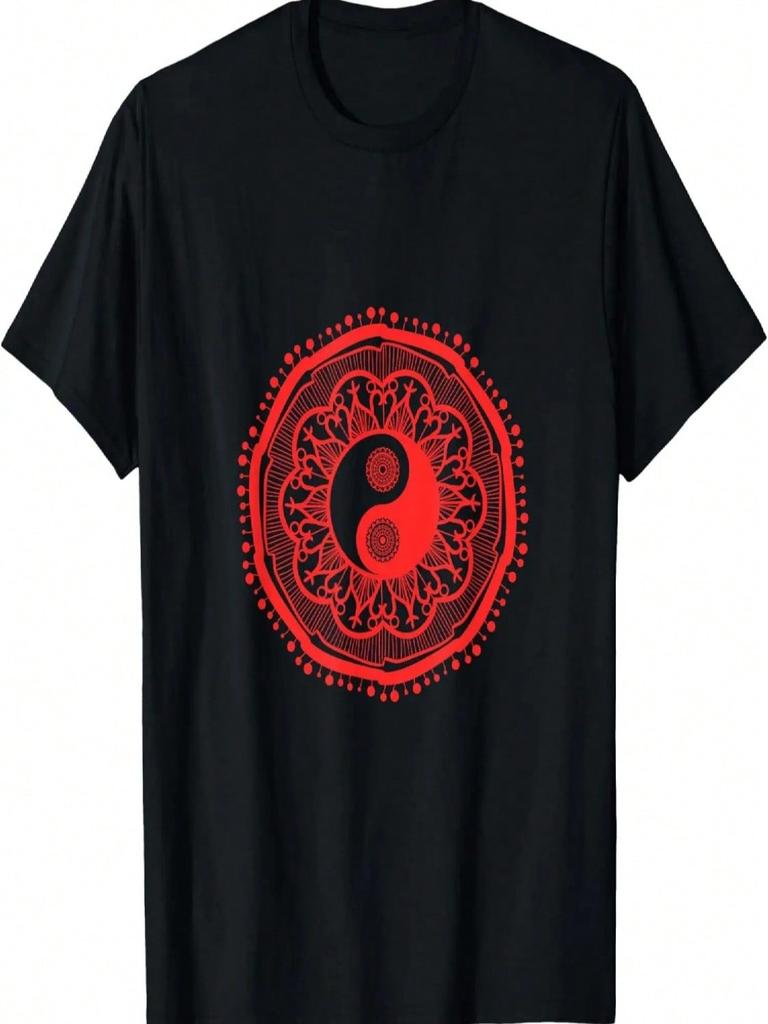 Yin And Yang Mandala Buddhism Black And White Art Gift T-Shirt