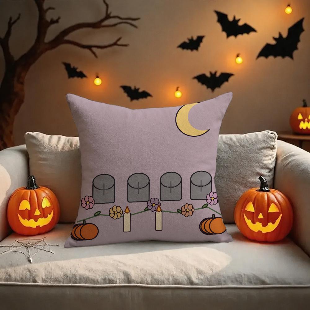 Moonlit Pumpkin Gift Cushion Cover Halloween Rustic Throw Pillow Covers Cute Ghost Pumpkin Maple Leaf Cushion Covers