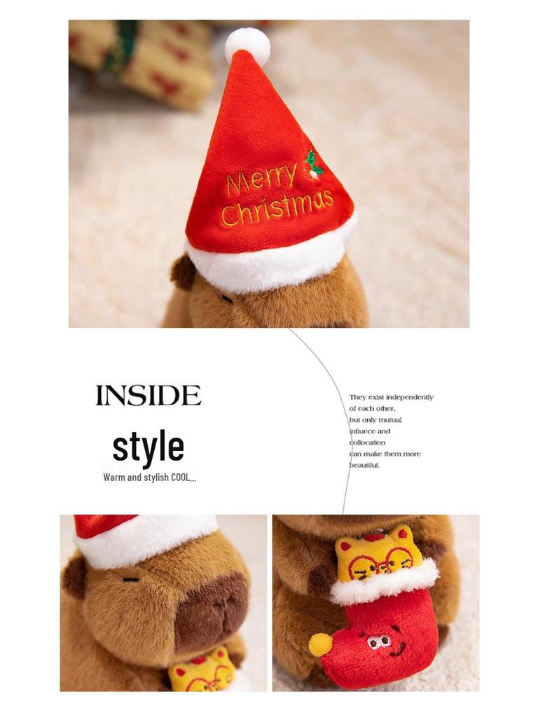 Christmas Capybara Plush Toy: Cute Small Doll & Hug Pillow