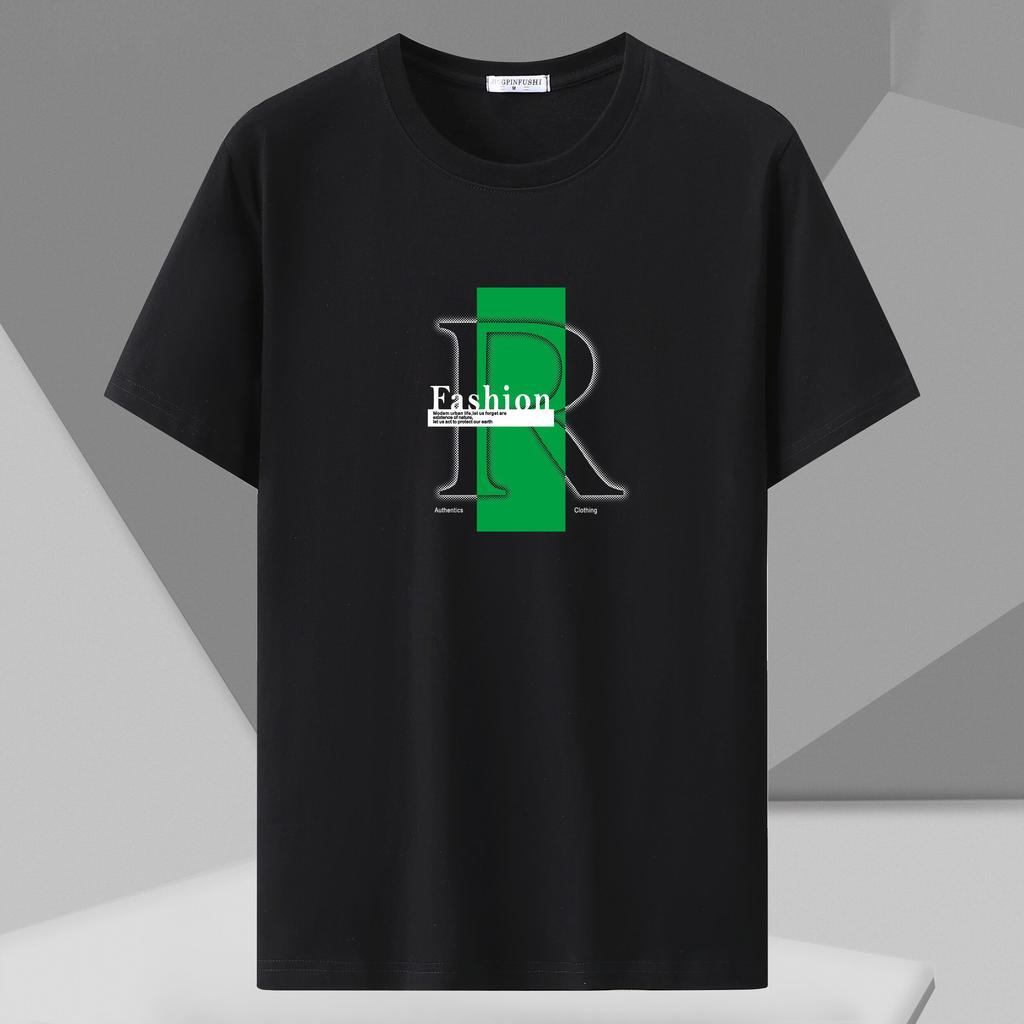 Baumwoll-T-Shirts Herren Kurzarm-T-Shirt Koreanische Modemarke Rundhals Baumwolle Halbarm-T-Shirt Top T-Shirt