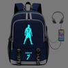 Cristiano Ronaldo Licensed Backpack With USB Charging Port Glow-in-the-Dark Design Lightweight School Outdoor Bag Teens