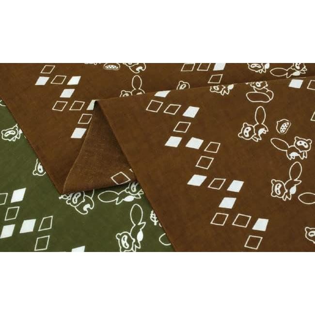 Somen Anbo Tenugui "Tanukiyama Michi Green" - Hand-dyed 100% Cotton, Tokuoka Fabric, Made In Japan, 35cm X 100cm - Classic Mountain Path, Tanuki,