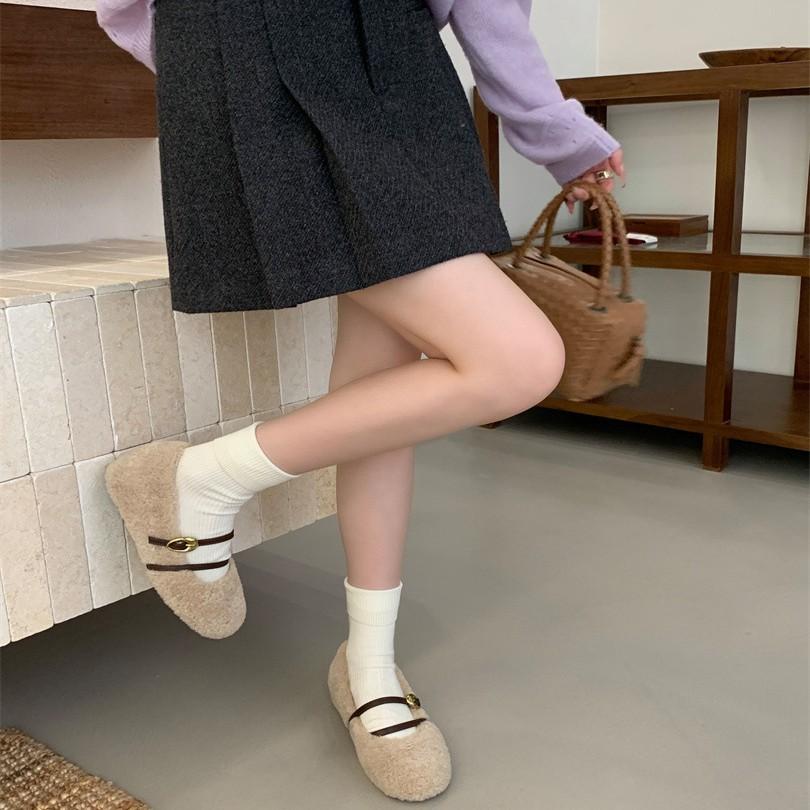 Francouzský večerní vítr křížová přezka pásek Mary Jane bavlněné boty dámské 2025 podzim a zima nové nošení pohodlné a všestranné Mao Mao boty