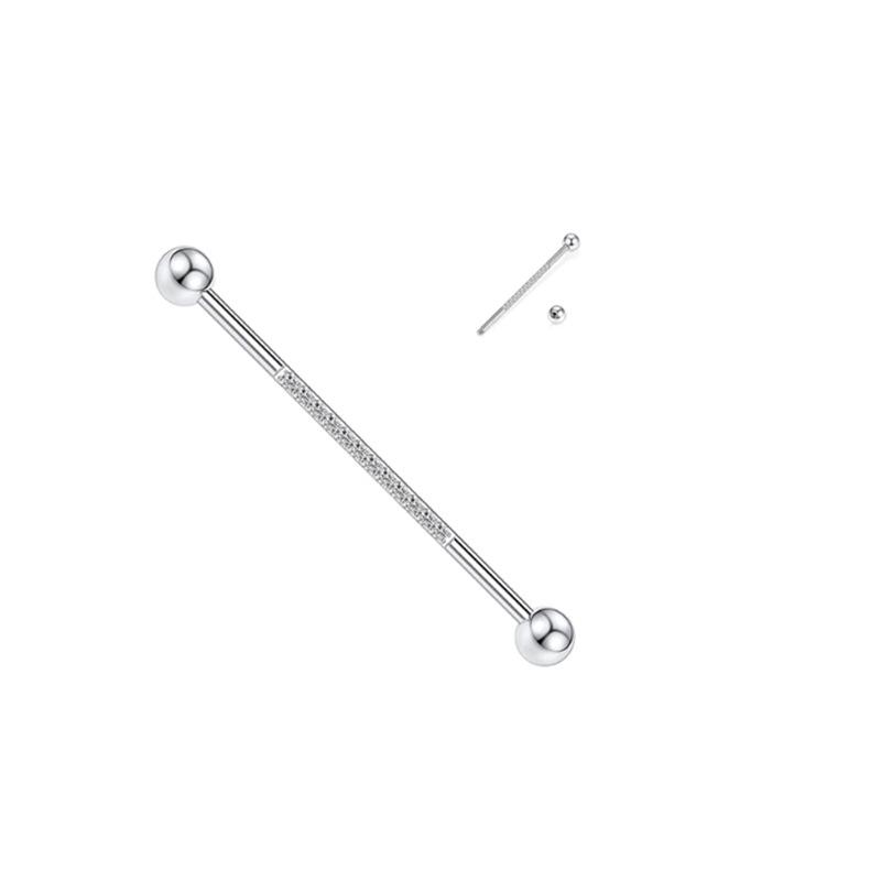 Barbell de Titânio G23 com Zircônia Cravejada para Joia de Piercing na Cartilagem da Orelha