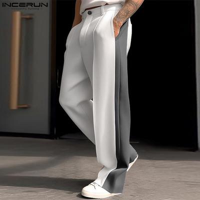 Pantalones rectos casuales con costuras en la cintura y cremallera para hombre, pantalones largos 