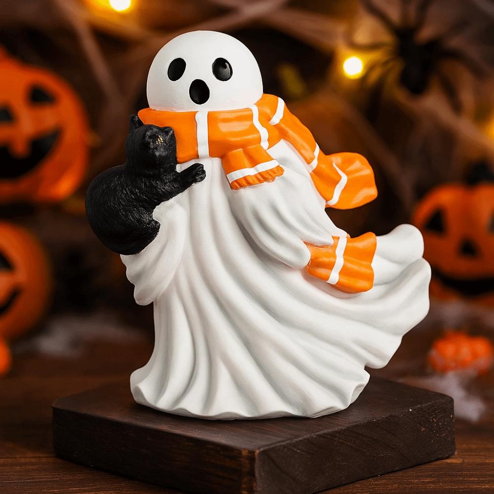 Funny Design Halloween Ghost Statue Cartoon Resin Ghost Figurine Festive Atmosphere