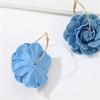 Floral Drop Earrings Lightweight Camellia Earrings Allergy Free Blue Flower Ear Pendants Handmade Denims Ornament