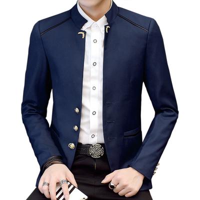Mode Stehkragen Volle Hülse Mann Casual Blazer Heiraten Blazer Männer Formale Arbeit Dünner Blazer