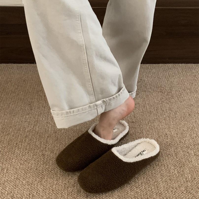 Retro small polka dot plush shoes for women to wear 2025 autumn and winter new Korean version fairy wind Mary Jane cotton shoes for women