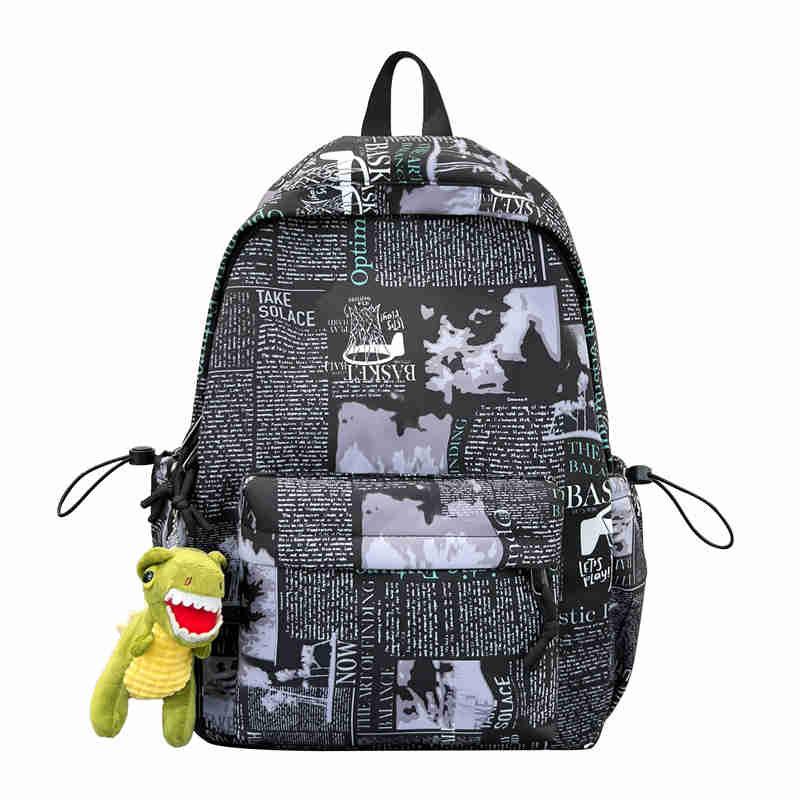 Autumn nylon backpack 2025 new Korean version fashion graffiti backpack large capacity high school student schoolbag tide