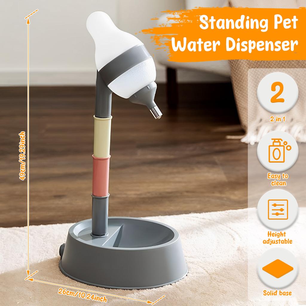 Standing Pet Water Dispenser Adjustable Dog Water Dispenser with Bowl Stable Cat Water Bottle Dispenser Easy to Install Non Slip