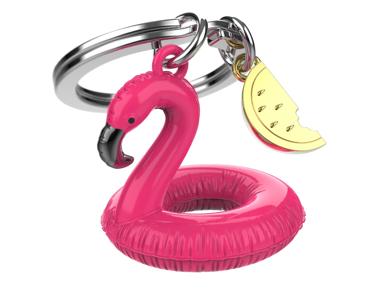 

[Metalmorphose] MTM Metamorphose Keychain, Deep Pink Flamingo with Black Plated Beak, Tropical, Cute, Gift, MTM161-01