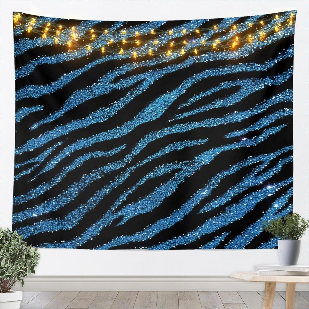 Zebra Wall Hanging Blanket Large Black White Glitter Tapestry for Kids Animal Print Wall Art Women Men Teens Geometric Stripes