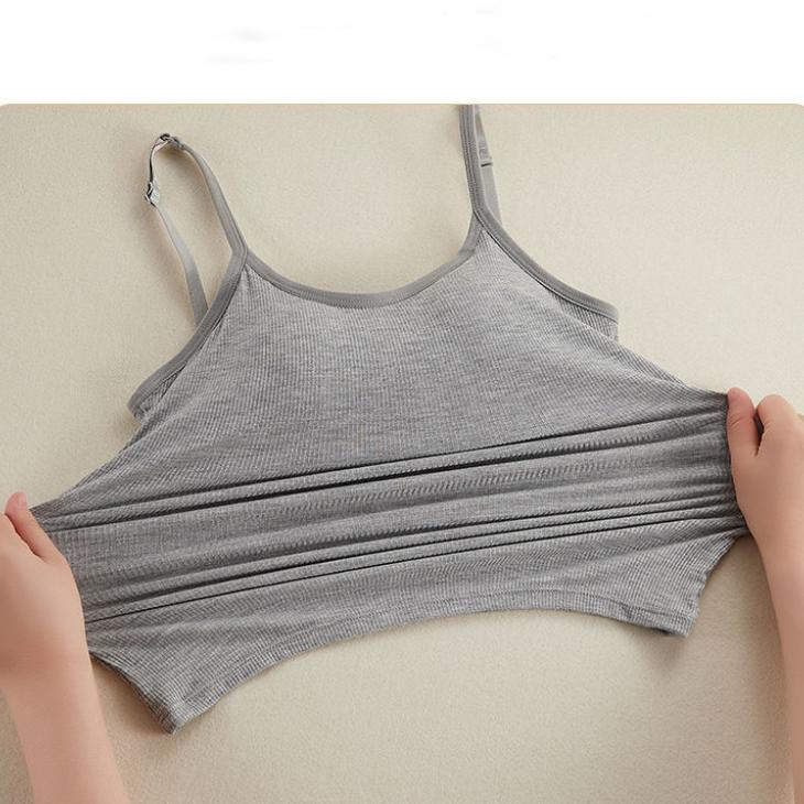 Modal suspender colete feminino sutiã almofada versátil sutiã livre integrado roupa interior