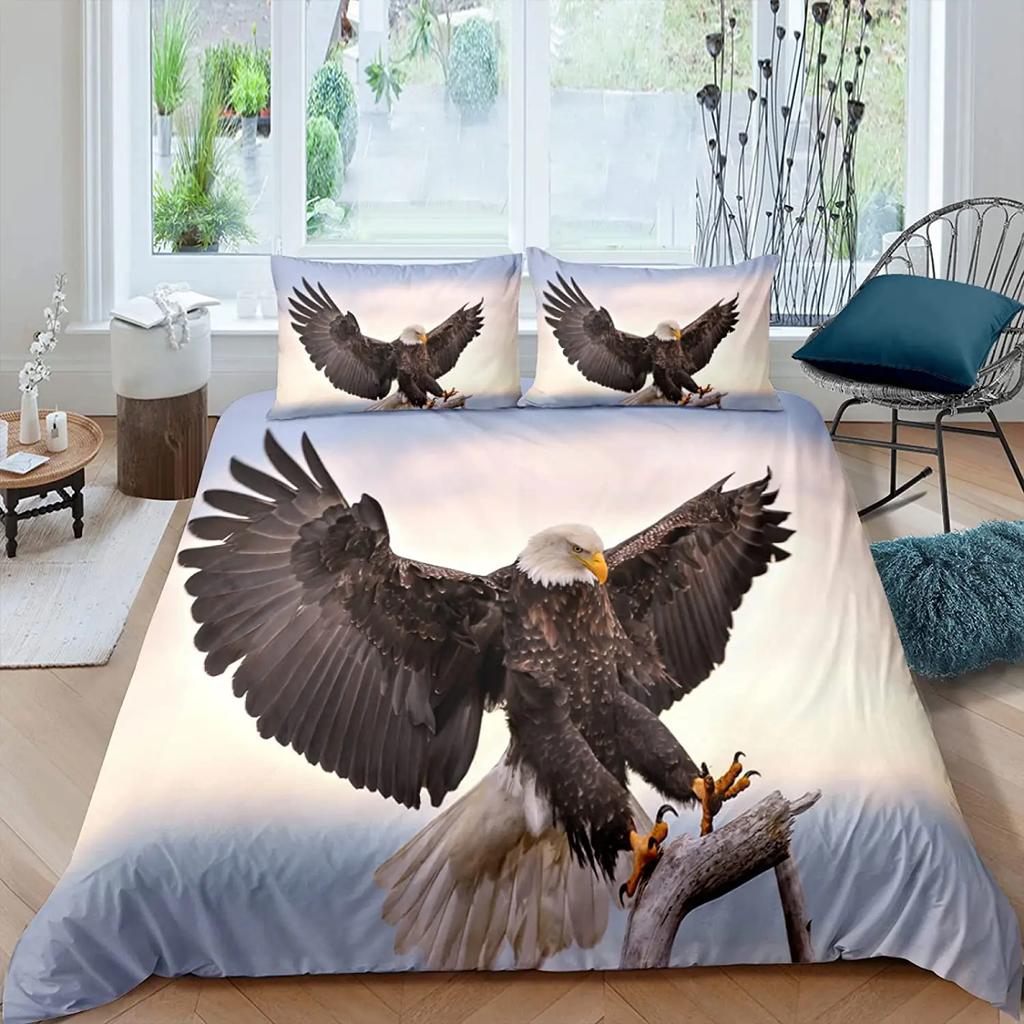 Comforter Eagle Wild Animal Pattern Polyester Comforter King Queen Full Twin Size For Kids Teens Adults Bedding Set