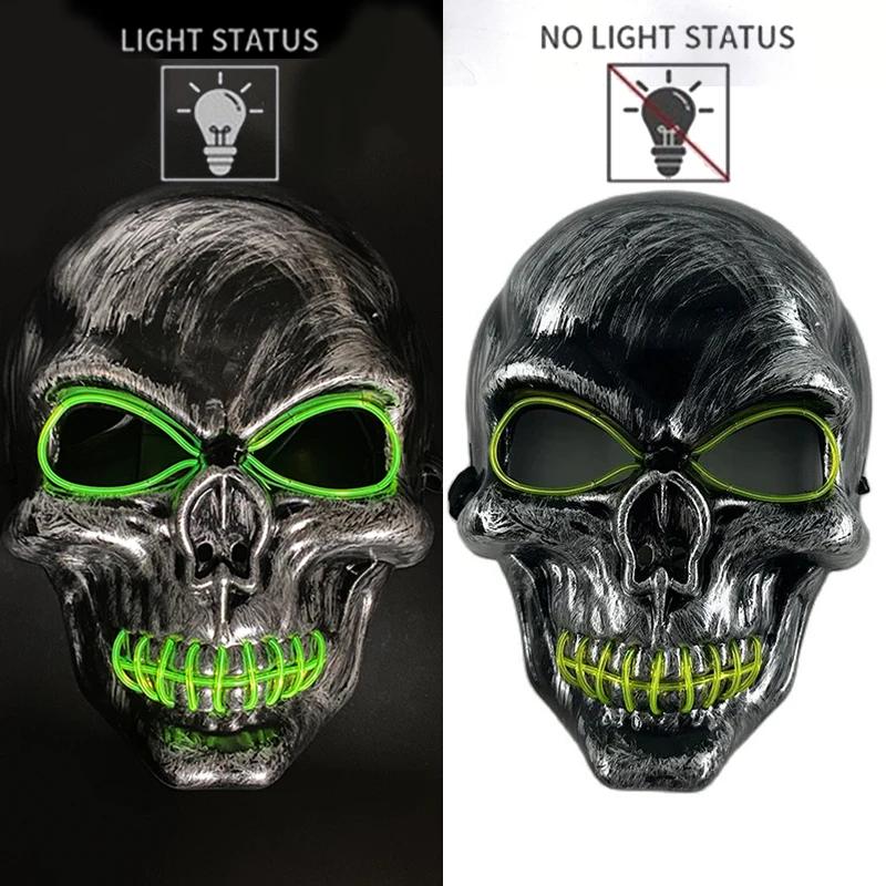 Halloween Skull Skeleton Headwear Horror Party Mask with Glow-in-the-Dark Feature Perfect Spooky Night Disguise or Purge Mask