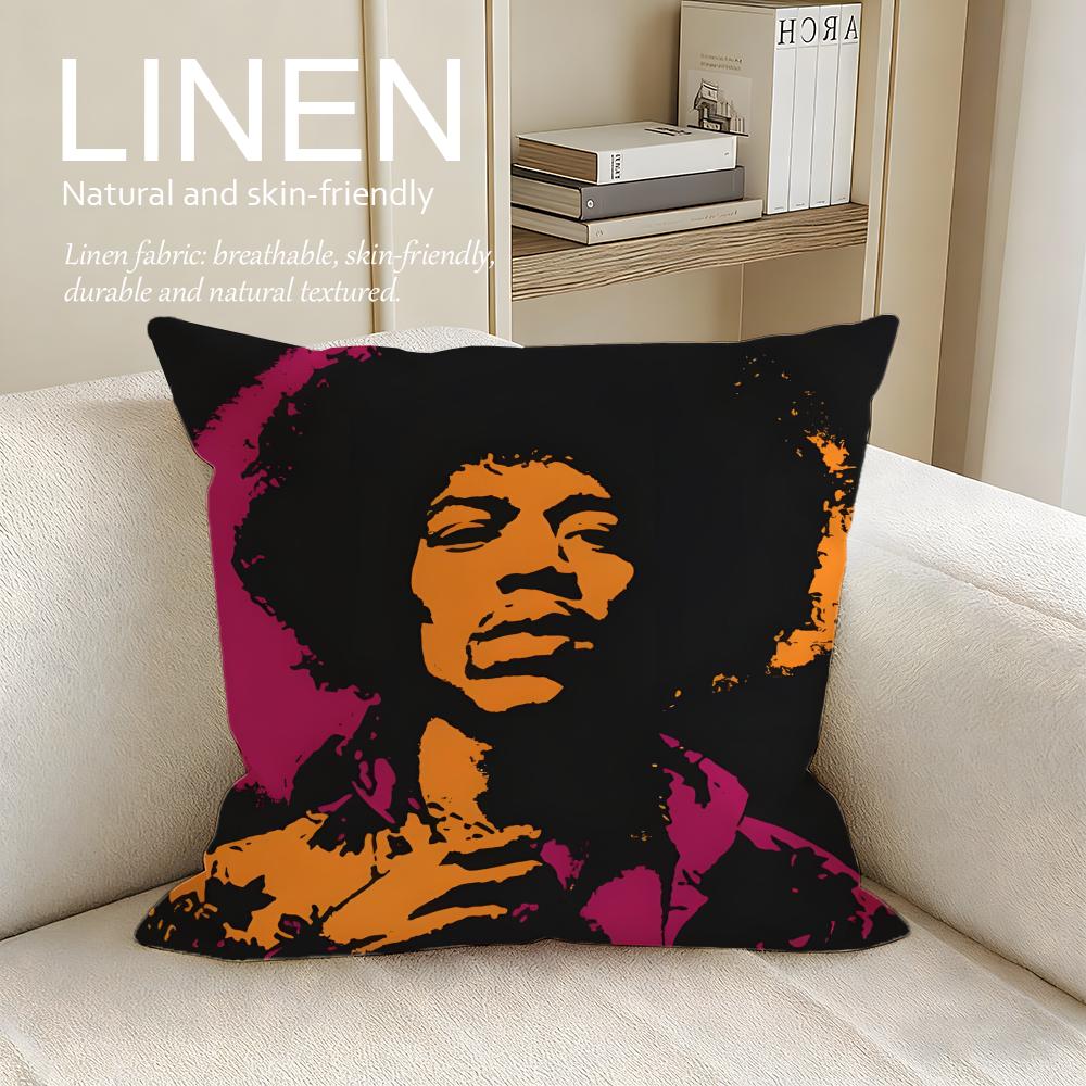 Music singer JJimi Hendrix Cushion Cover Pillowcase Set Pcs x x Breathable Washable Sofa Cushion Cover