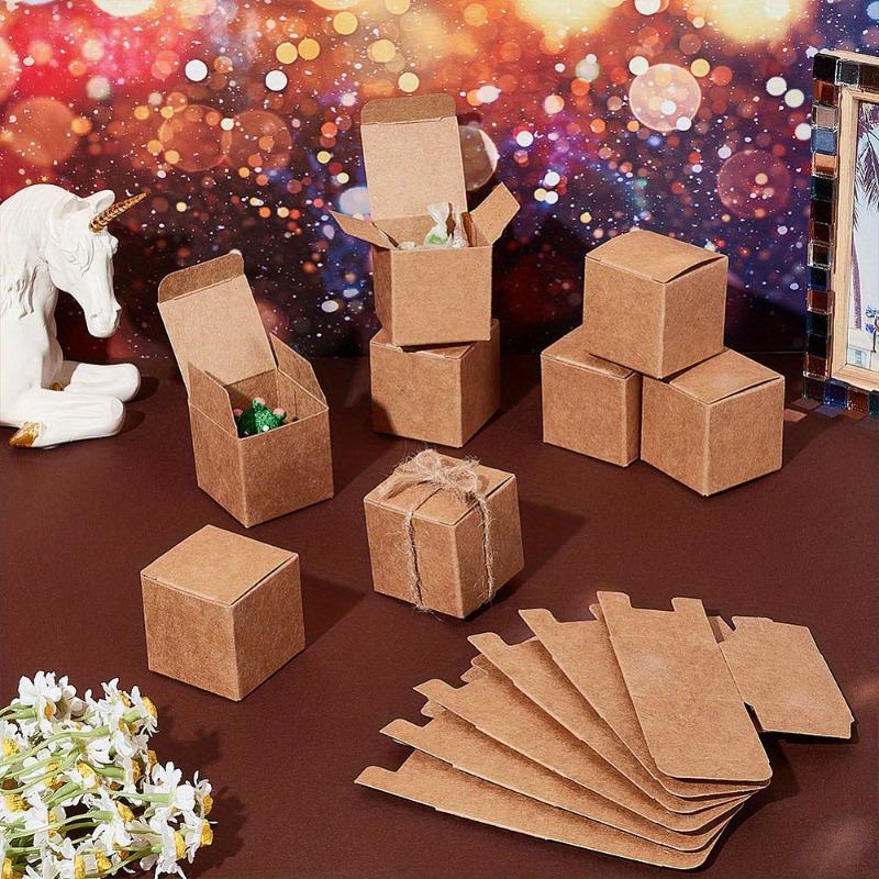 100Pack Square Folding Kraft Paper Jewelry Boxes Necklace Pendant Gift Boxes BurlyWood Jewelry Making Display Packaging Supplies