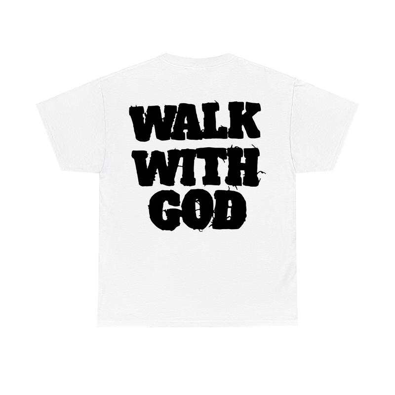 Unisex Christian  Walking with God  T-shirt, casual pure cotton, fashionable unisex T-shirt. S