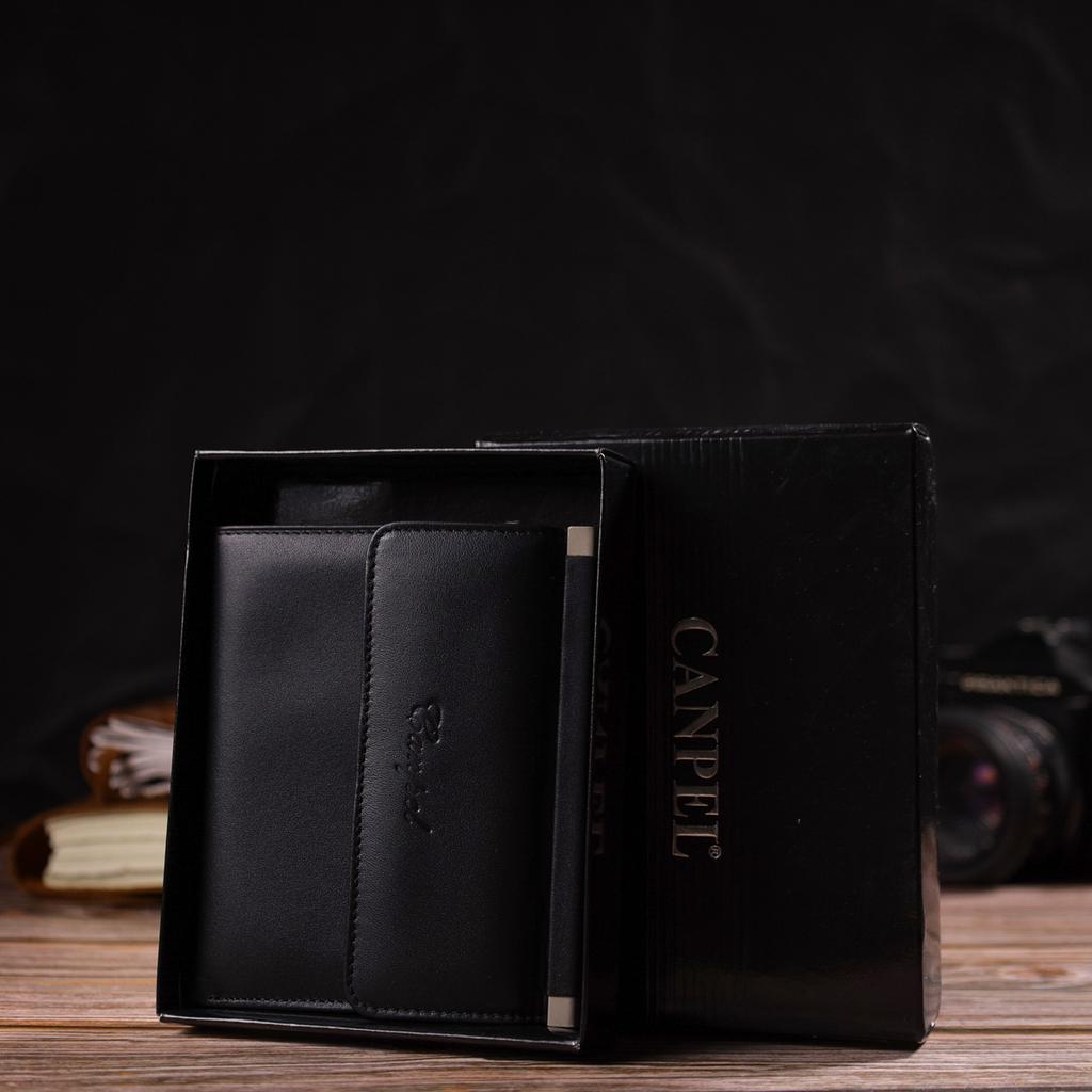 Ультрамодный кошелек для женщин из натуральной гладкой кожи CANPELLINI 21928 Черный