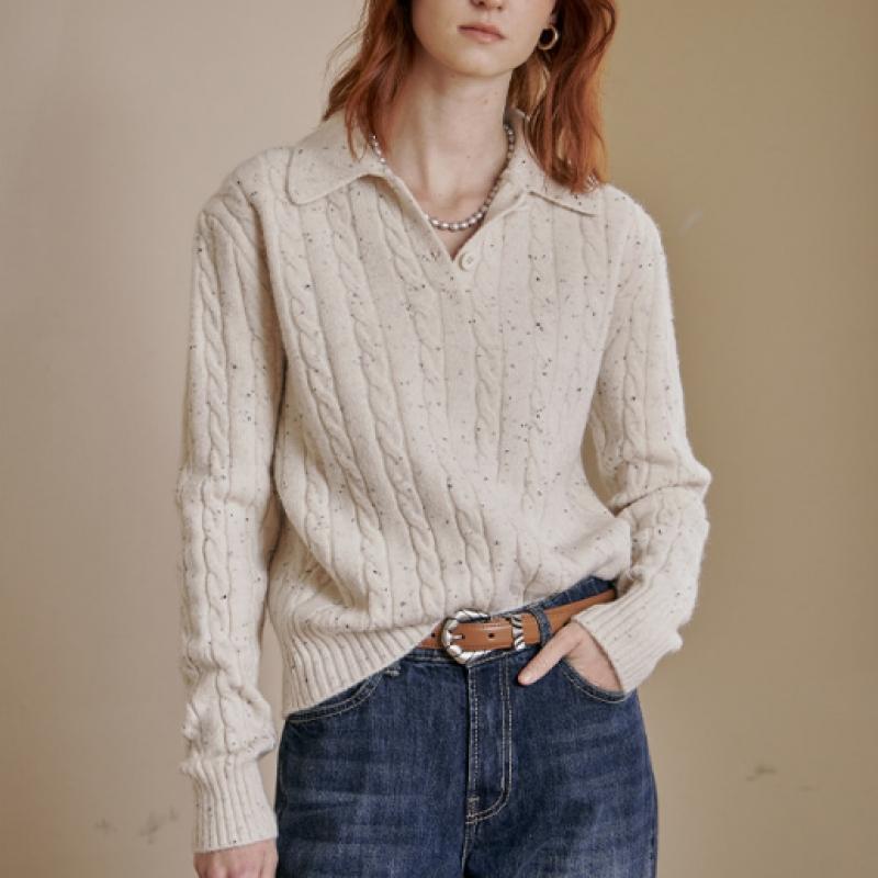 Maxza Twist Cable Collar Neck Knit Zd11qk036na