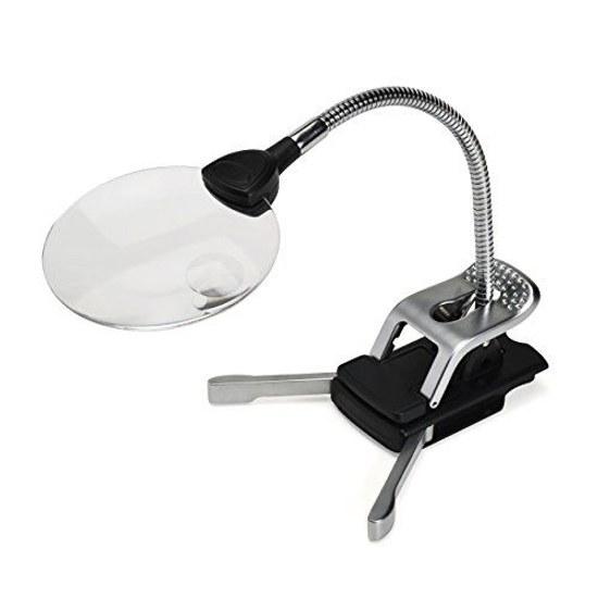 Sanwa Direct Stand Loupe Magnifying Glass LED Light Clip-Compatible Crafting Plastic Models 400-CAM019