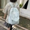 Schoolbag Korean Ins Washed Canvas Schoolbag Simple Solid Color Pleated Lightweight Travel Backpack Junior High School College Student Schoolbag
