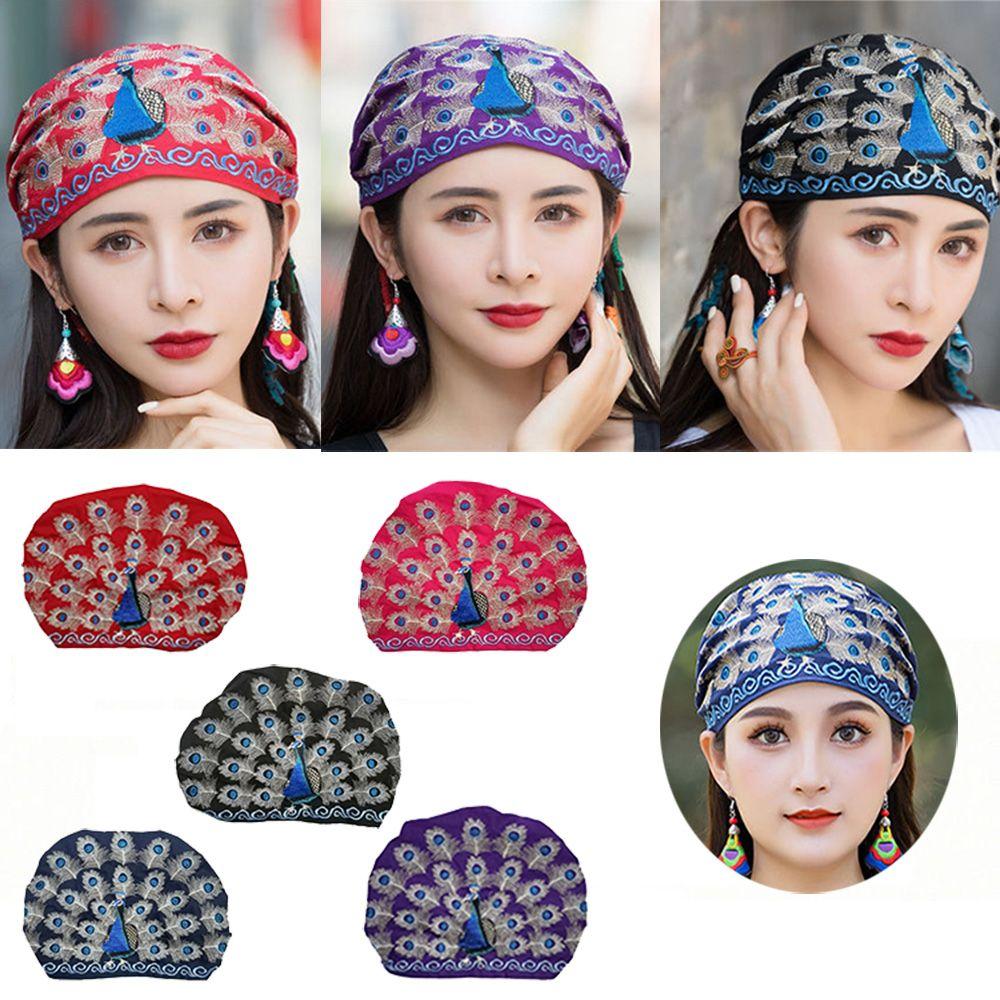 

Для женщин и девочек 2022 Ткань Голова Накидка Широкий Тюрбан Повязка на голову Резинка Павлин Народный Обычай