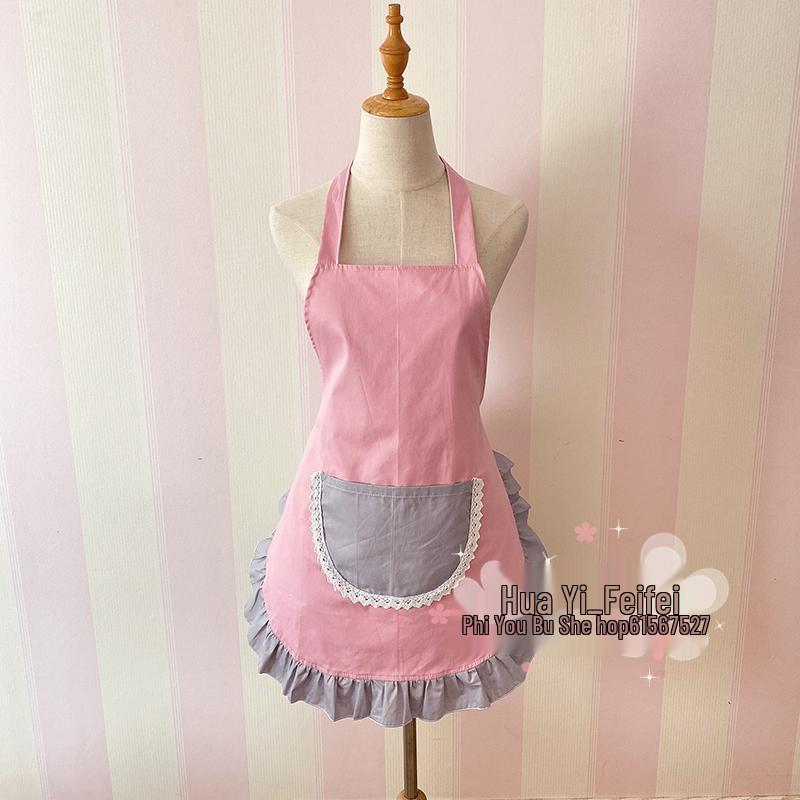 Korean Style Cotton Lace Apron - Cute, Sleeveless, Anti-Stain Kitchen Wear