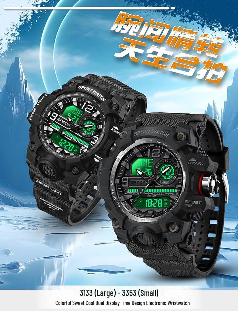 Sanda Korean Style Multi-Functional Luminous Sport Wristwatch for Couples