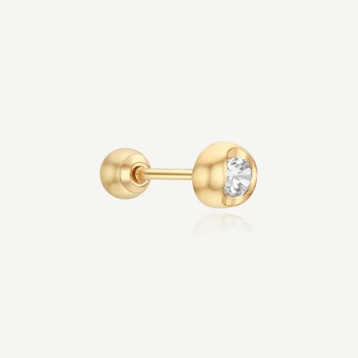 14k Crystal Round Piercing (Single)