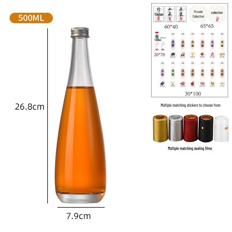 Transparent Glass Wine Bottles for Home Brewing - Sealed & Empty for Ice Wine, Beverage, or Juice