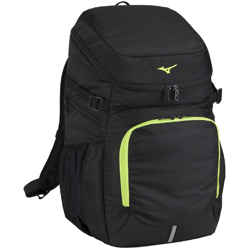 Mizuno Team Backpack Large for Club Shoe PC 40-5, Capacity, Unisex, Sports, Activities, School, Storage, Pocket, Reflective, 33JD3102, Black/Lime