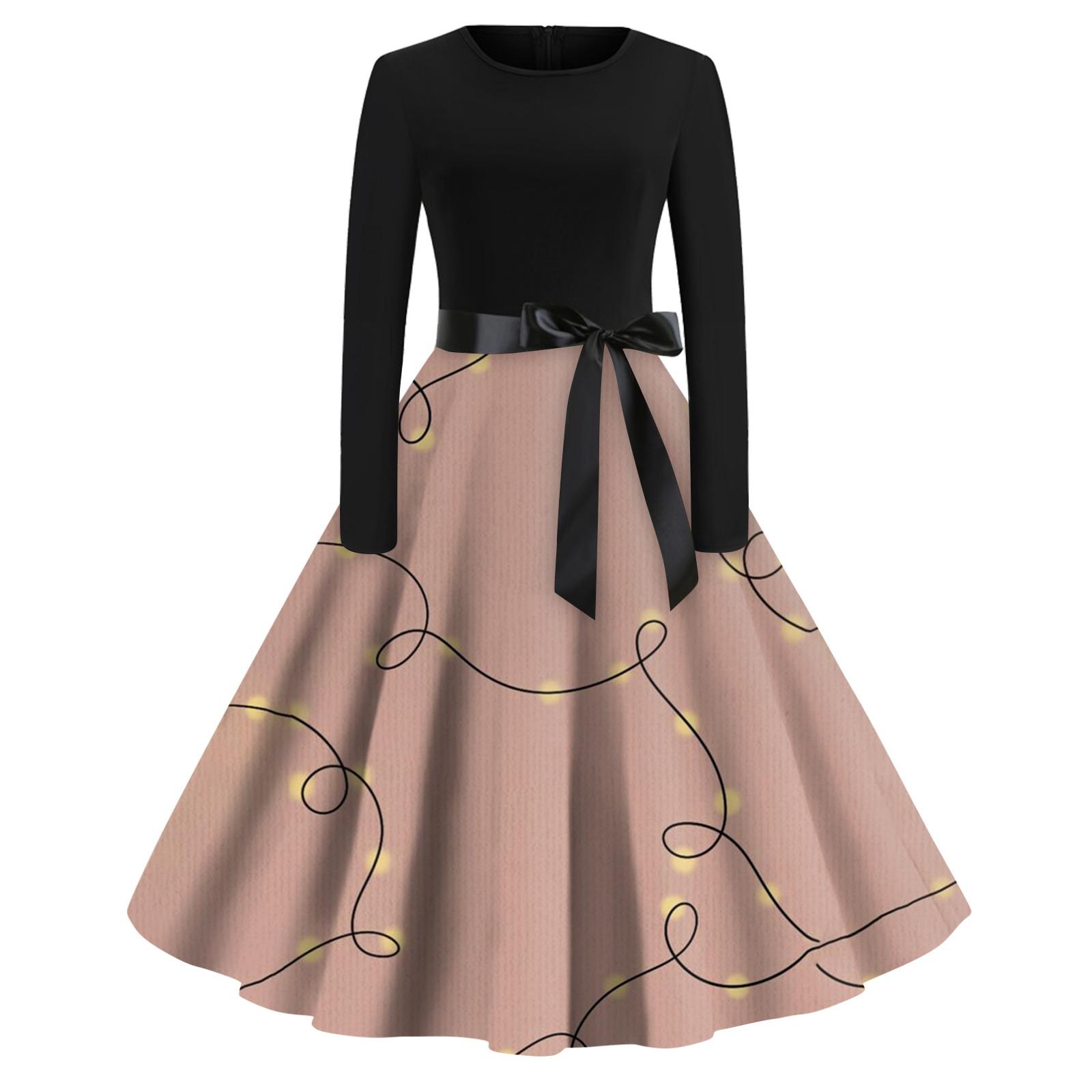 

Хэллоуин женское повседневное модное винтажное платье с круглым вырезом и принтом S розовый