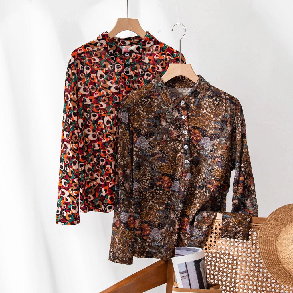 Women's Autumn/Winter Long Sleeve Merino Wool T-Shirt with Collar
