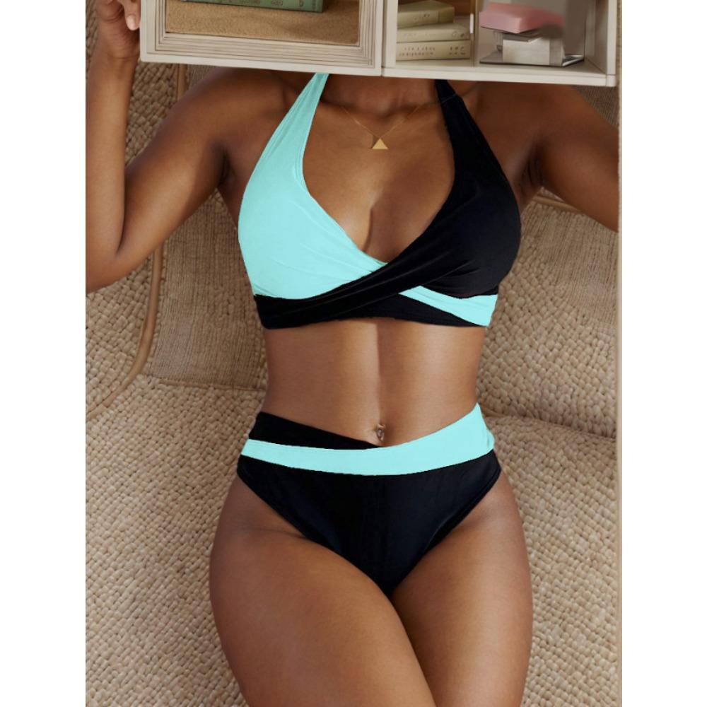 

Европейский и американский сексуальный купальник бикини с разрезом на бретельках и крест-накрест XL